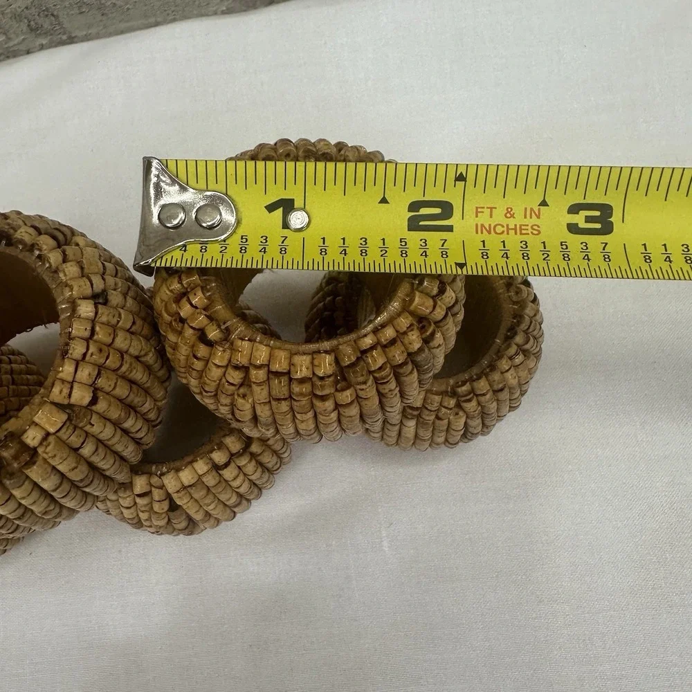 Napkin Rings Natural Mini Wood Beads Set Of 8 Dining Table Decor Boho Rustic
